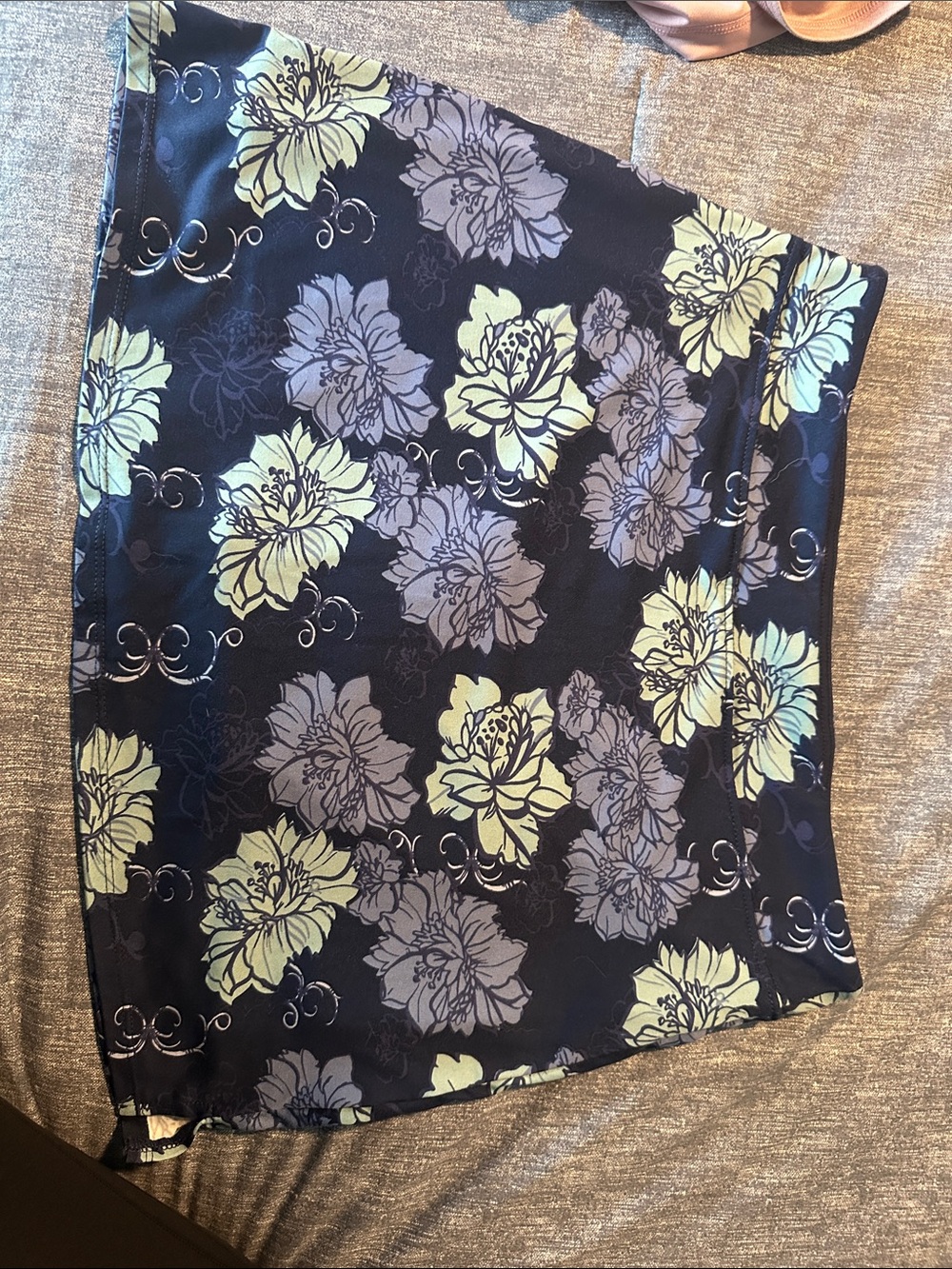 Navy Floral Skirt with Yellow & Lavender Blooms